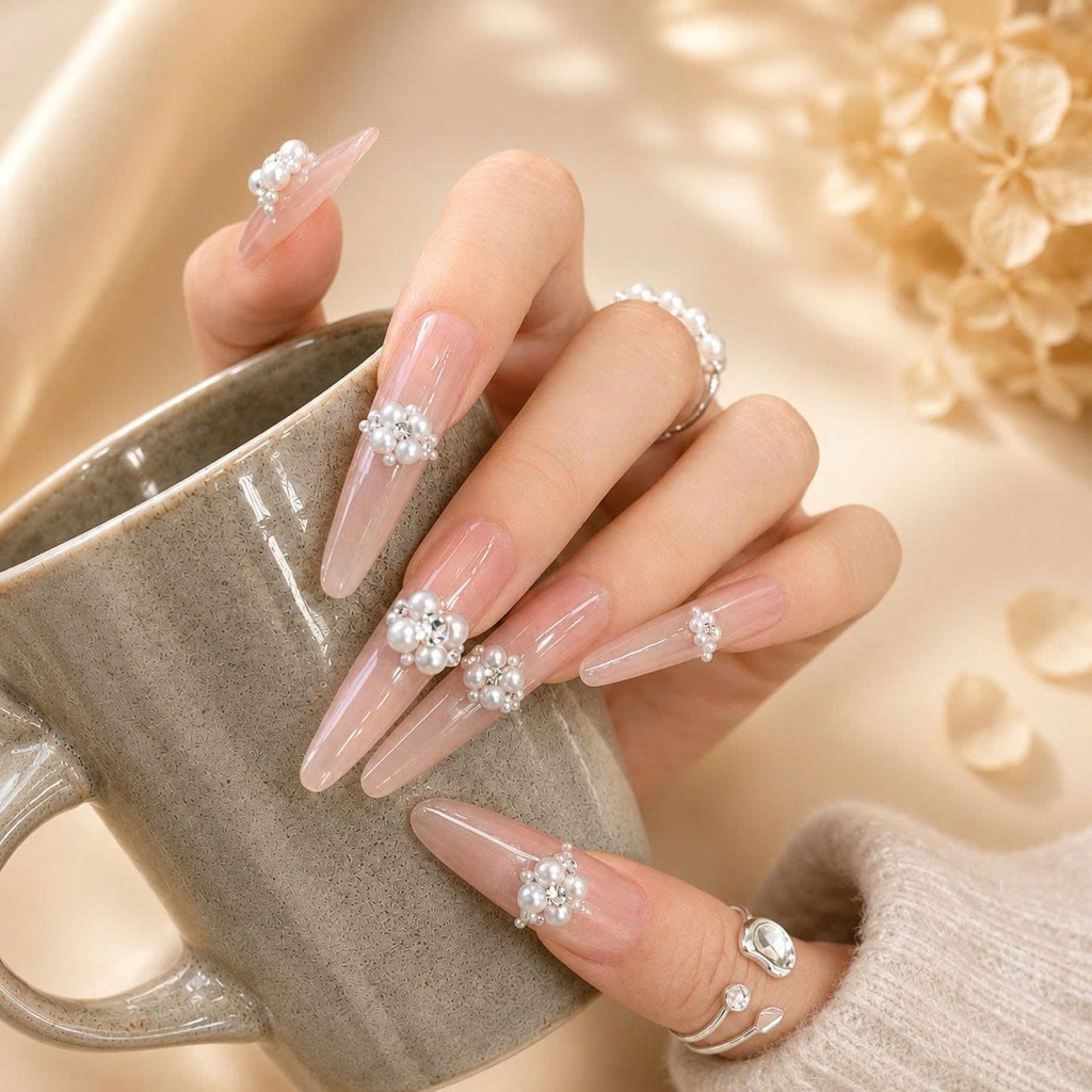 Hộp Mix Ngọc Trai Nail 12 Ô Cao Cấp Nhiều Size Trắng Kem Trang Trí Móng Handmade Phụ Kiện Nail NC2