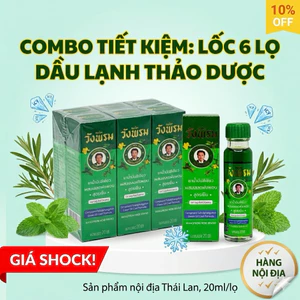Lốc 6 Lọ Dầu Lạnh Thảo Dược Wang Prom Green Oil Thái Lan (20ml/Chai) - Hàng Nội Địa