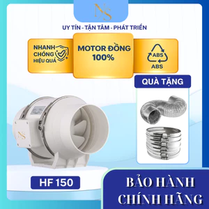Quạt thông gió hút mùi cấp khí tươi HF 150 75W tặng kèm 2m ống bạc + 1 đai siết