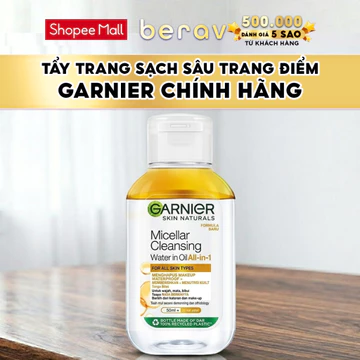 [MINISIZE] Nước làm sạch và tẩy trang cho DA KHÔ & MAKE-UP lâu trôi Garnier Micellar Water Oil-Infused 50ml - TRẮNG
