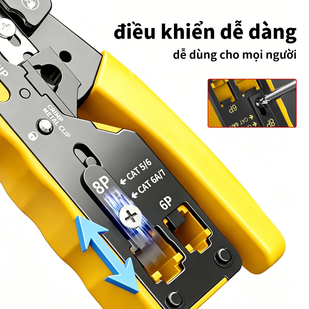 Kìm Bấm Mạng Xuyên Thấu RJ45 RJ11 RJ12 SK5 Đa Năng Tuốt Dây Cắt Dây Bấm Hạt Mạng CAT5 CAT6