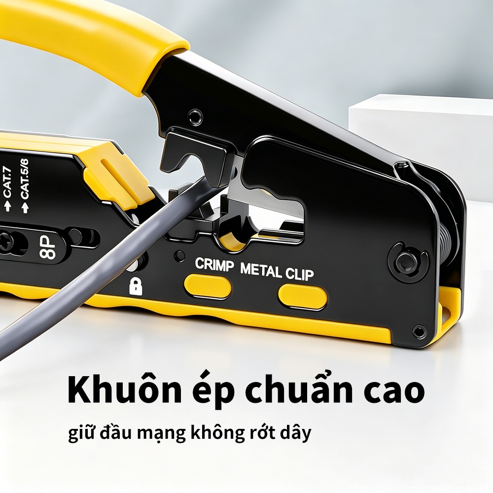 Kìm Bấm Mạng Xuyên Thấu RJ45 RJ11 RJ12 SK5 Đa Năng Tuốt Dây Cắt Dây Bấm Hạt Mạng CAT5 CAT6