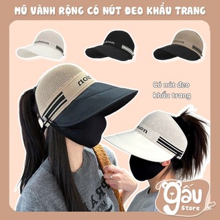 Mũ Chống Nắng Rộng Vành Có Nút Đeo Khẩu Trang Gấp Gọn Tiện Lợi, Mũ Mùa Hè Chống Tia UV Thời Trang Năng Động Trẻ Trung