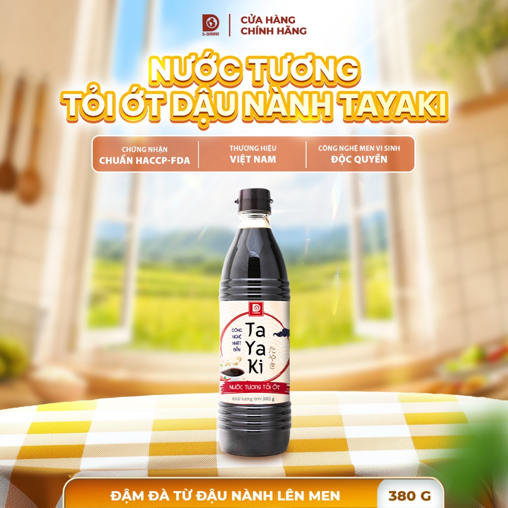 [Chỉ 24k/Chai] Nước Tương Tỏi Ớt TaYaKi Lên Men Tự Nhiên Từ Đậu Nành Chai 380ml