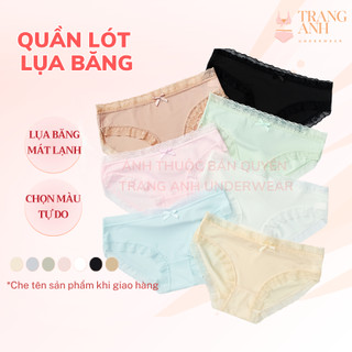 Quần Lót Nữ Lụa Băng Mát Lạnh Phối Ren Hoa Nhỏ Mỏng Nhẹ Kháng Khuẩn Co Giãn Siêu Xinh QL 108