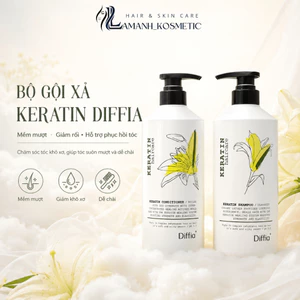 Cặp Dầu Gội Xả Diffia Keratin Haircare 785ml | Dưỡng Tóc Mềm Mượt, Hỗ Trợ Phục Hồi Tóc Khô Xơ.