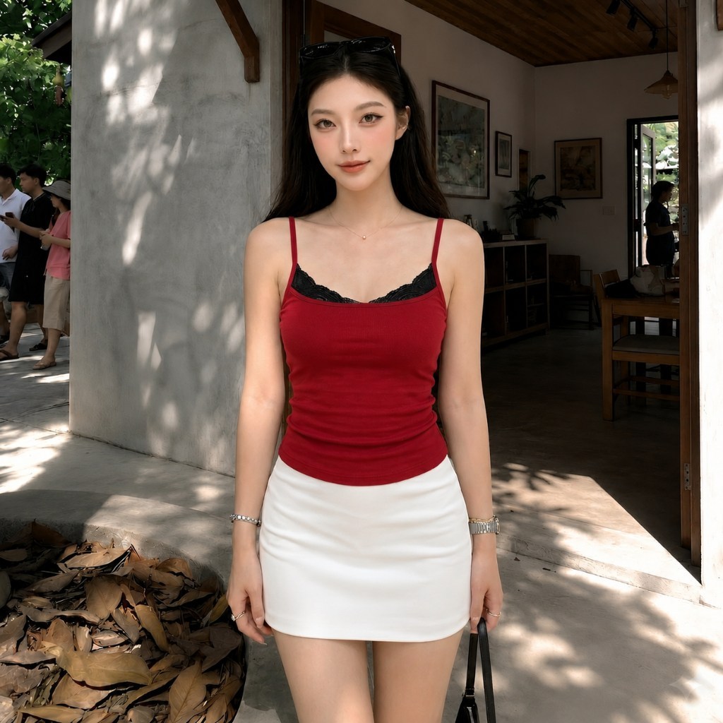 [Mở Bán] Áo Thun Nữ Hai Dây Ren Ngực Dáng Dài Thun Borip Lụa DD23 2d Mềm Mịn Ôm Body Co Giãn Minh Khuê Boutique