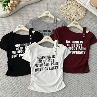 LT - Áo thun nữ lệch vai chữ, chất thun zip mềm mát free size 1688