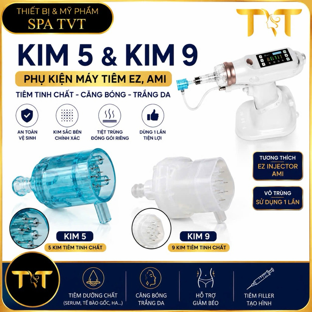 Phụ Kiện Thay Thế Máy Tiêm Tinh Chất EZ AMMI MJ, Kim 5 Kim 9, Xi Lanh, Ống Dẫn, Cục Lọc