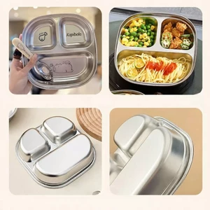 Khay ăn dặm INox capybala 304 kèm thìa cho trẻ em bằng thép không gỉ (tuyển sỉ)