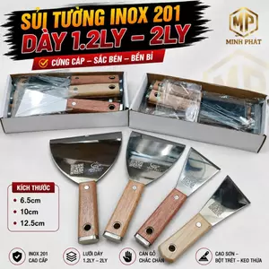Cây Sủi Cạo Sơn Tường Inox 201 Cán Gỗ Cao Cấp Minh Phát 6.5cm 10cm 12.5cm