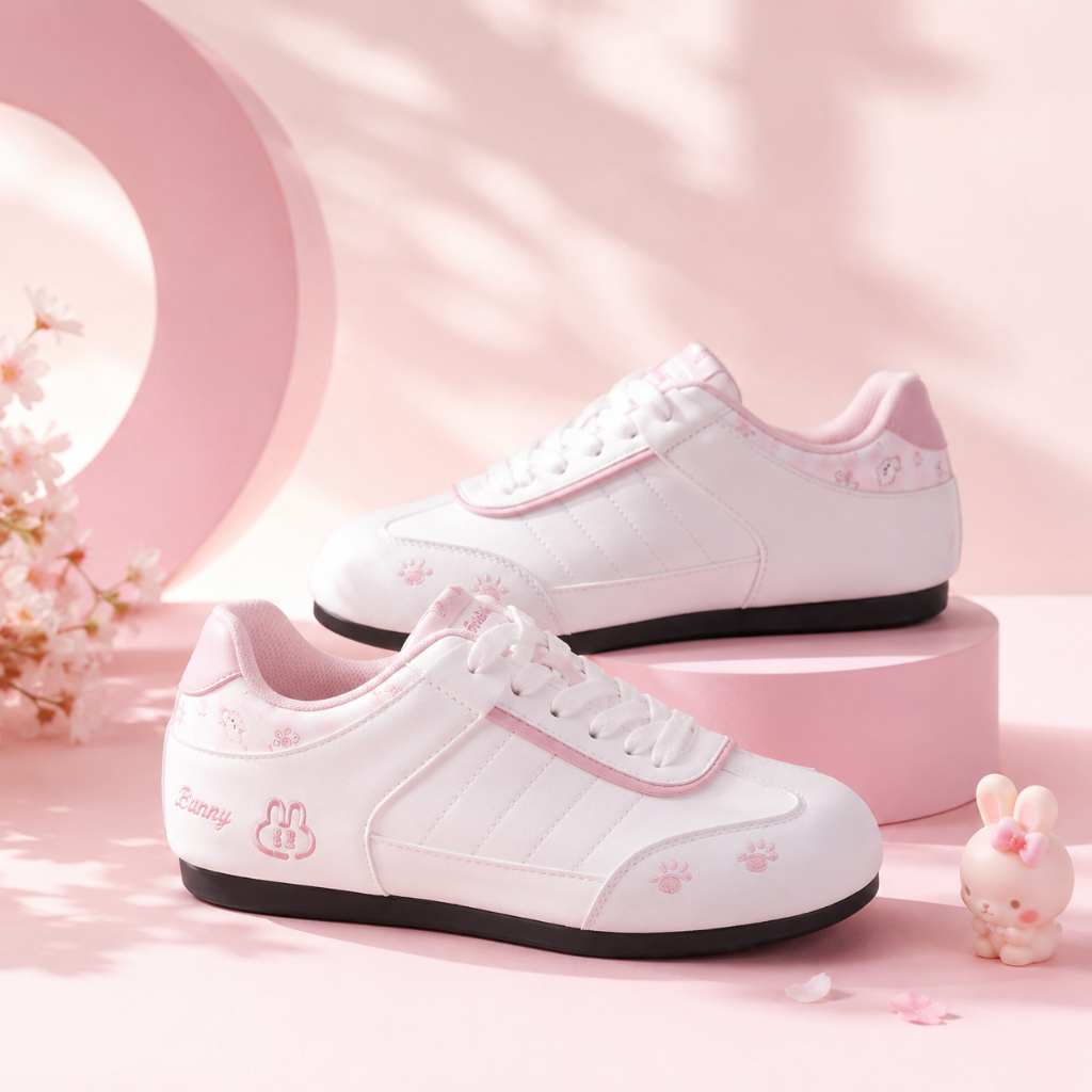 [SIÊU SALE 7.7 GIẢM 40K] Giày Sneaker Nữ Phối Màu Họa Tiết Thỏ Dễ Thương, Giày Thể Thao Nữ Đế Bệt Thời Trang 2026