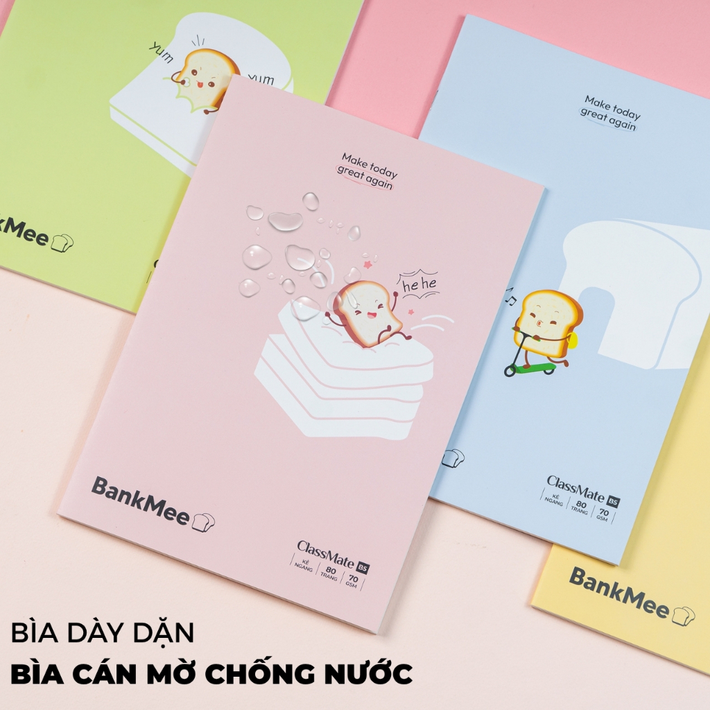 Combo 3/5/10 Vở Kẻ Ngang BankMee ClassMate Giấy Vàng Chống Loá Giấy 70GSM Ăn Mực Bìa Dày Chống Nước B5 Học Sinh Ghi Chép