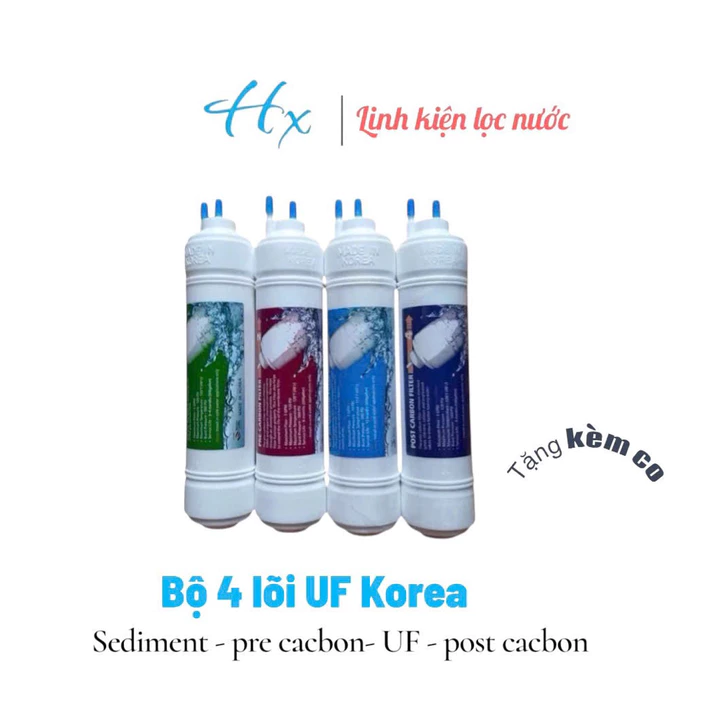 Combo 4 lõi lọc UF thay thế các hãng (lõi lọc thô sediment, pre Carbon , UF, post cacbon )