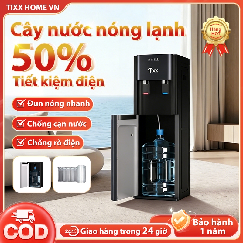 TIXX Cây nước nóng lạnh 500W Máy lọc nước nóng lạnh nạp đáy Hàng chính hãng Ấn nhẹ lấy nước