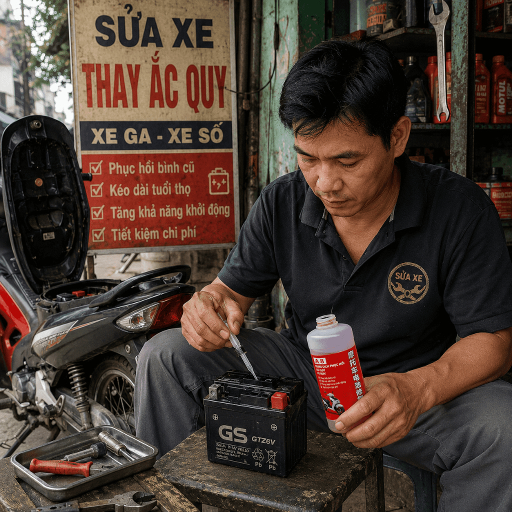 Dung Dịch Phục Hồi Ắc Quy Xe Máy 500ml|Hỗ Trợ Bình Yếu Điện|Tăng Khả Năng Khởi Động|Kéo Dài Tuổi Thọ