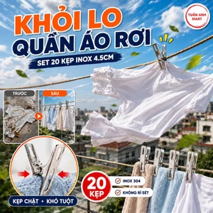 Combo 2 Set 20 kẹp inox phơi quần áo 4.5cm (40 kẹp)