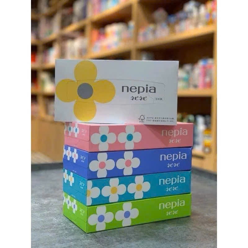 Khăn Giấy Hộp Nepia Nhật Bản 150 Tờ Đôi - 2 Lớp Dai Không Bụi,Thấm Hút Tốt,100% Bột Giấy Nguyên Sinh