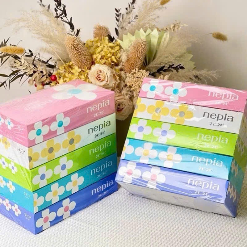 Khăn Giấy Hộp Nepia Nhật Bản 150 Tờ Đôi - 2 Lớp Dai Không Bụi,Thấm Hút Tốt,100% Bột Giấy Nguyên Sinh
