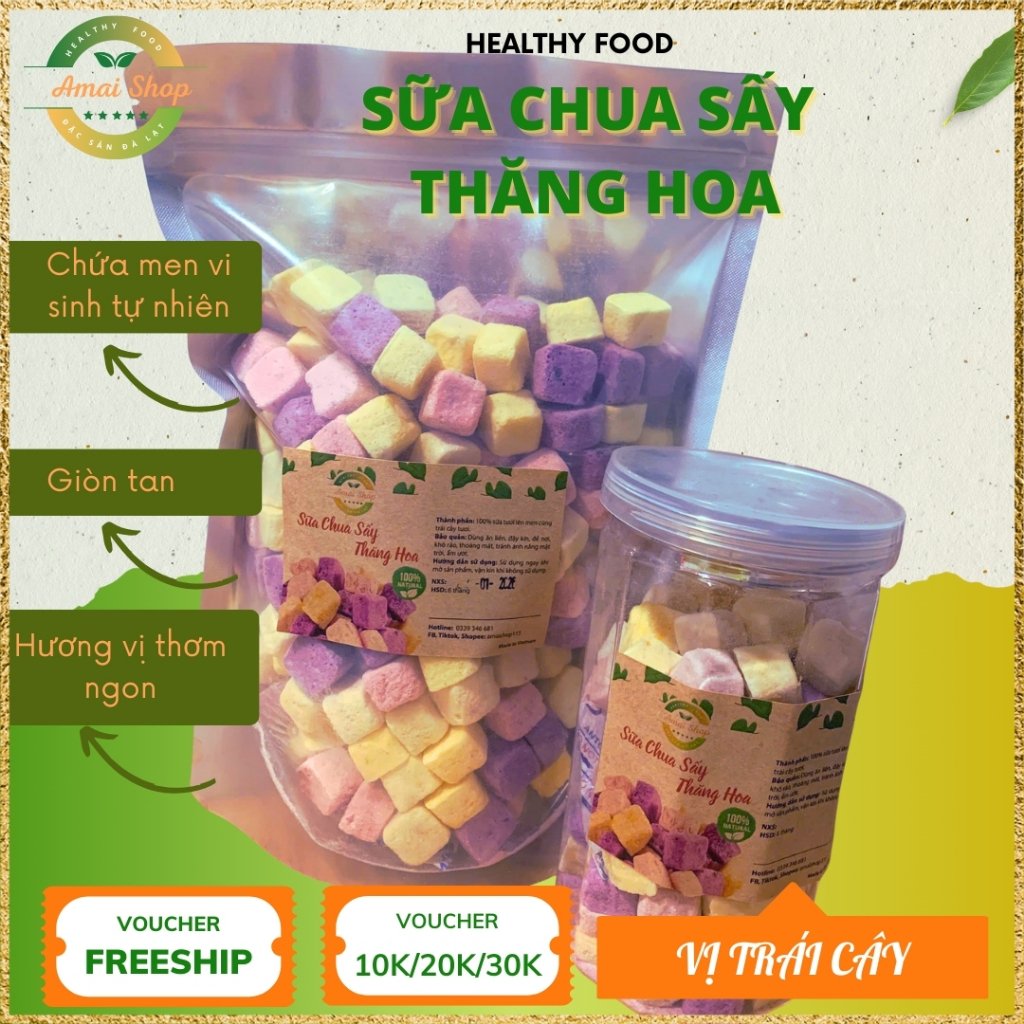 SỮA CHUA SẤY THĂNG HOA MIX VỊ LOẠI 1 AMAI - VIÊN SỮA CHUA KHÔ TAN TRONG MIỆNG ĐỒ ĂN VẶT DINH DƯỠNG