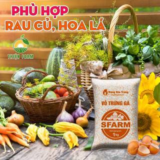 Vỏ Trứng Gà trồng cây THIỆN FARM Bao 1kg, Sfarm, phân bón hữu cơ, bổ sung canxi, cải tạo đất