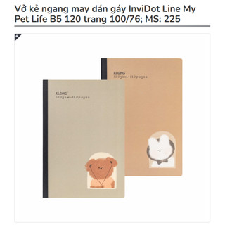 KLONG Vở Kẻ Ngang May Dán Gáy InviDot Line My Pet Life B5 120 trang 100/76; MS: 225 ♥ 100gsm Giấy dày dặn