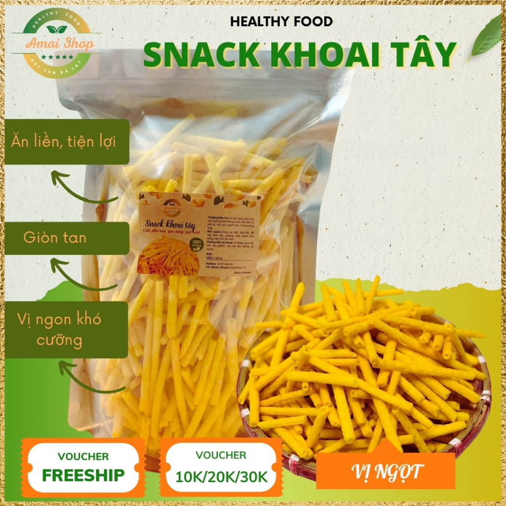 SNACK KHOAI TÂY QUE PHÔ MAI AMAI - DẠNG ỐNG VÀNG HÀNG LOẠI 1, GIÒN TAN RÔM RỐP, BÉO NGẬY ĐẬM VỊ