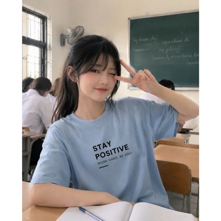Áo Phông Thun 3158 Form Rộng Unisex Chất Cotton thoáng mát thấm hút mồ hôi in chữ POSITIVE