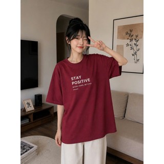 Áo Phông Thun 3158 Form Rộng Unisex Chất Cotton thoáng mát thấm hút mồ hôi in chữ POSITIVE