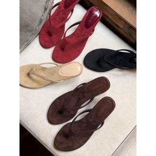 [V-008] Giày cao gót nữ mũi tròn quai xỏ ngón gót nhọn cao 4cm dễ mang hàng ngày, chất liệu da lộn By Verasca - V008