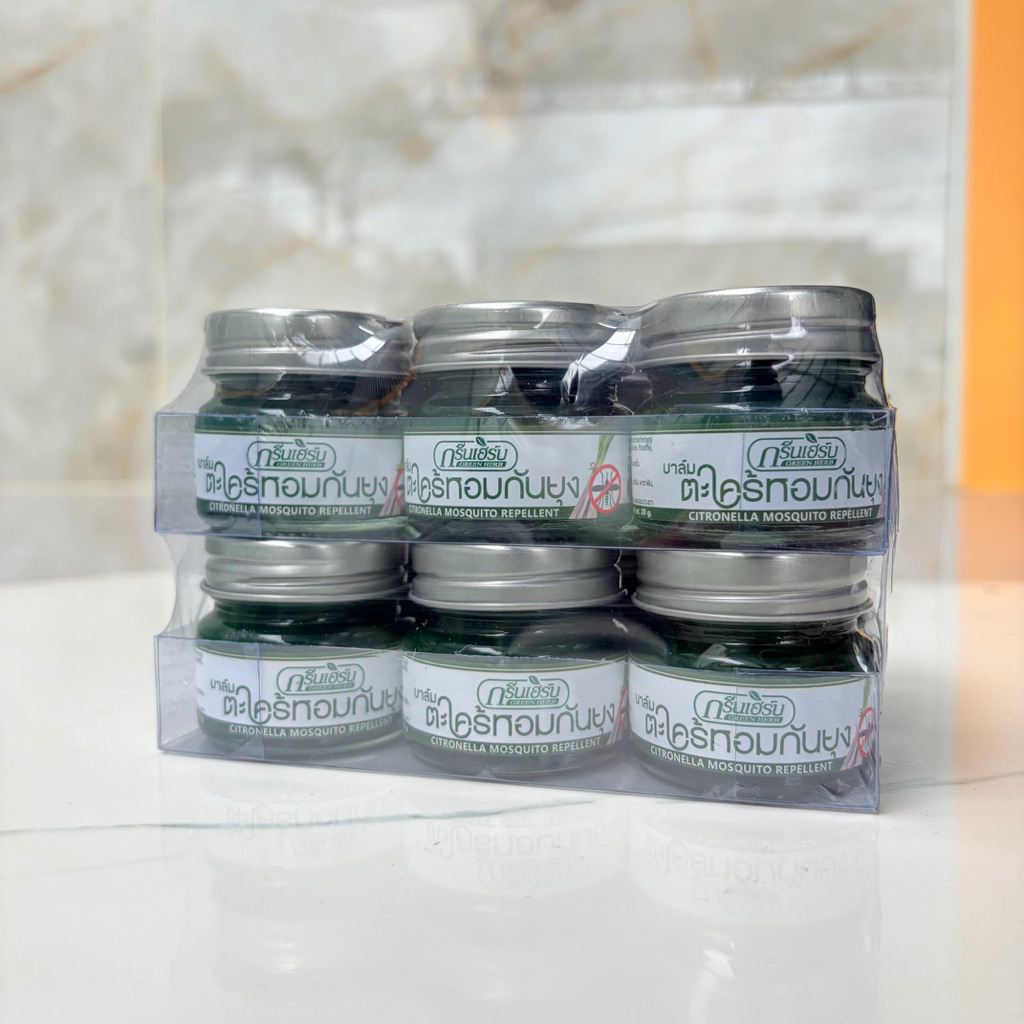 [Combo 12 Hũ] Dầu Cù Là Sả Đuổi Muỗi Green Herb Thái Lan (30g/Hũ) - Hỗ Trợ Làm Dịu Da, Giảm Ngứa Do Côn Trùng Cắn