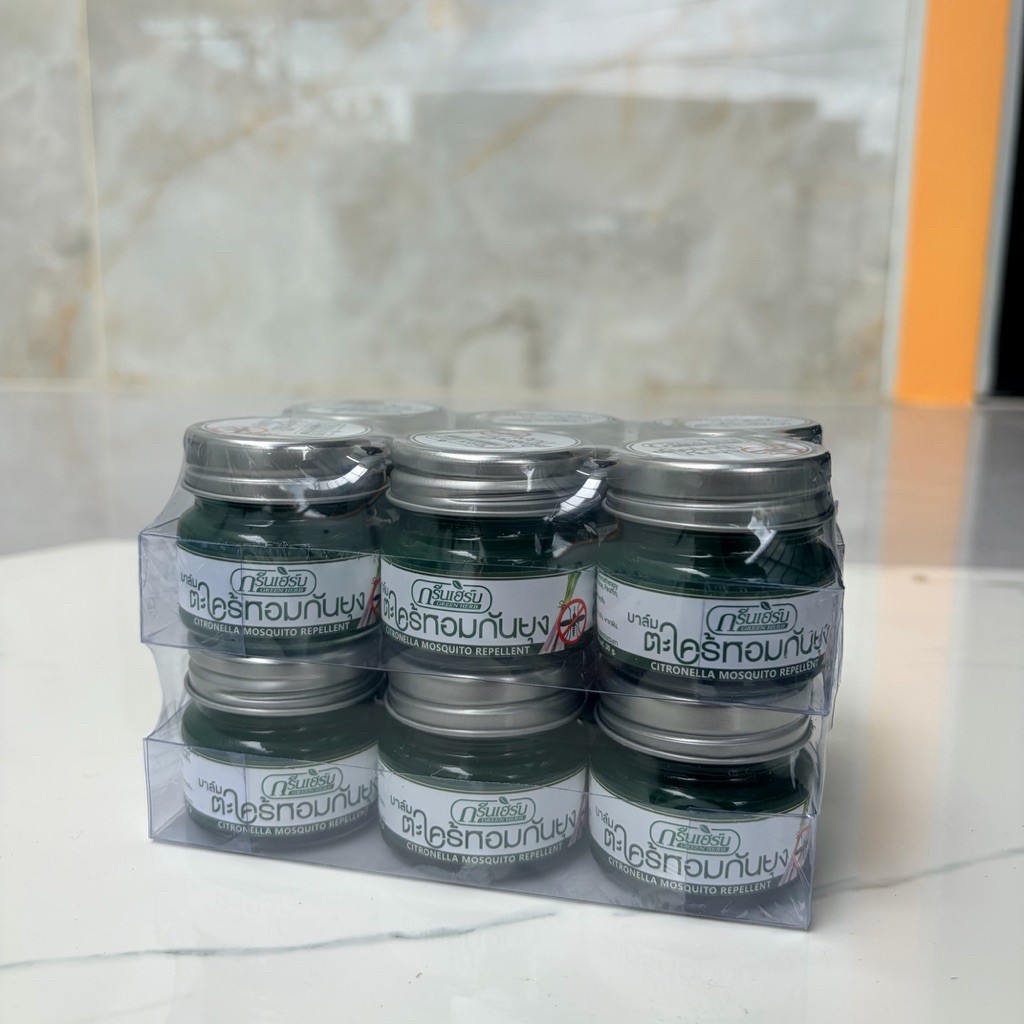 [Combo 12 Hũ] Dầu Cù Là Sả Đuổi Muỗi Green Herb Thái Lan (30g/Hũ) - Hỗ Trợ Làm Dịu Da, Giảm Ngứa Do Côn Trùng Cắn