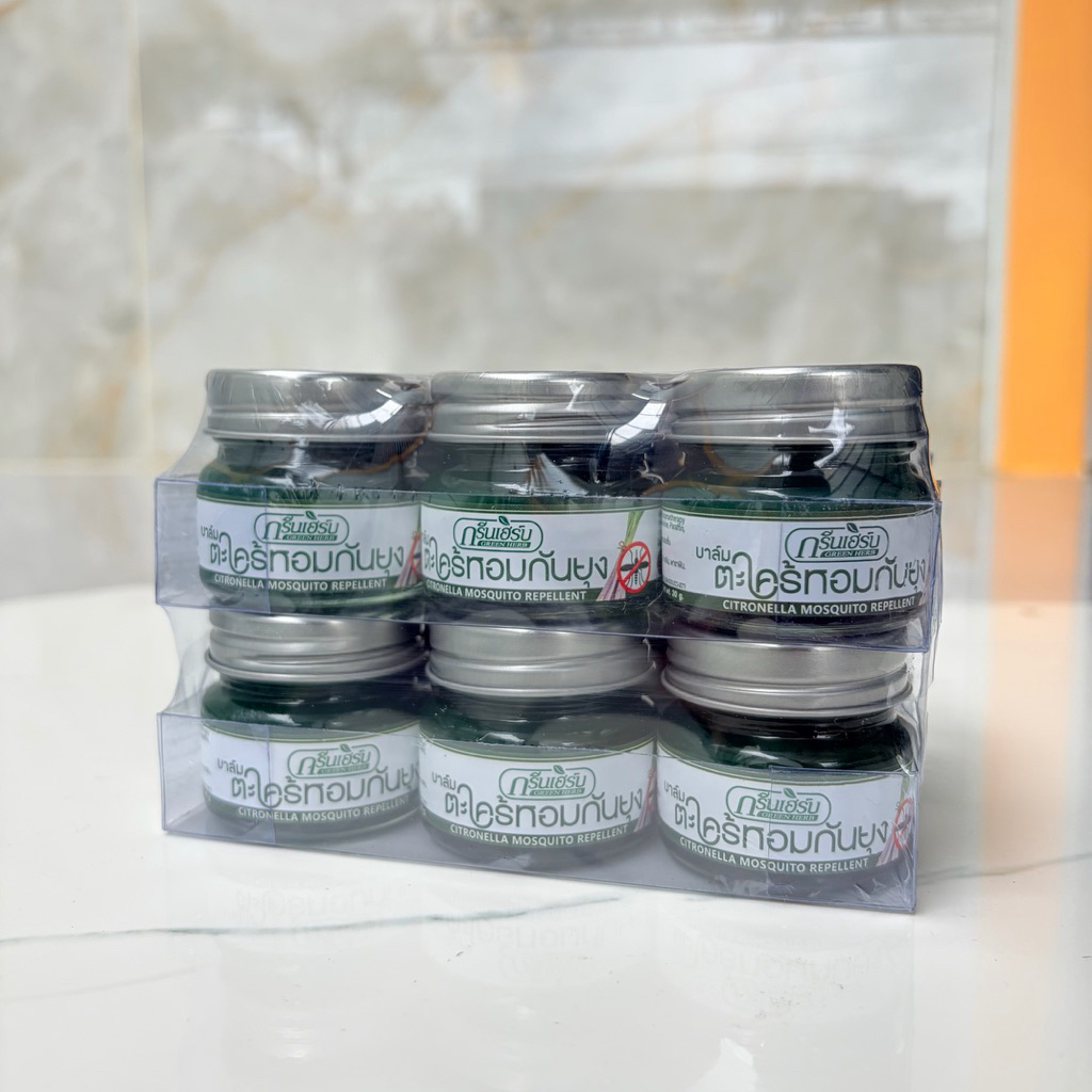 [Combo 12 Hũ] Dầu Cù Là Sả Đuổi Muỗi Green Herb Thái Lan (30g/Hũ) - Hỗ Trợ Làm Dịu Da, Giảm Ngứa Do Côn Trùng Cắn