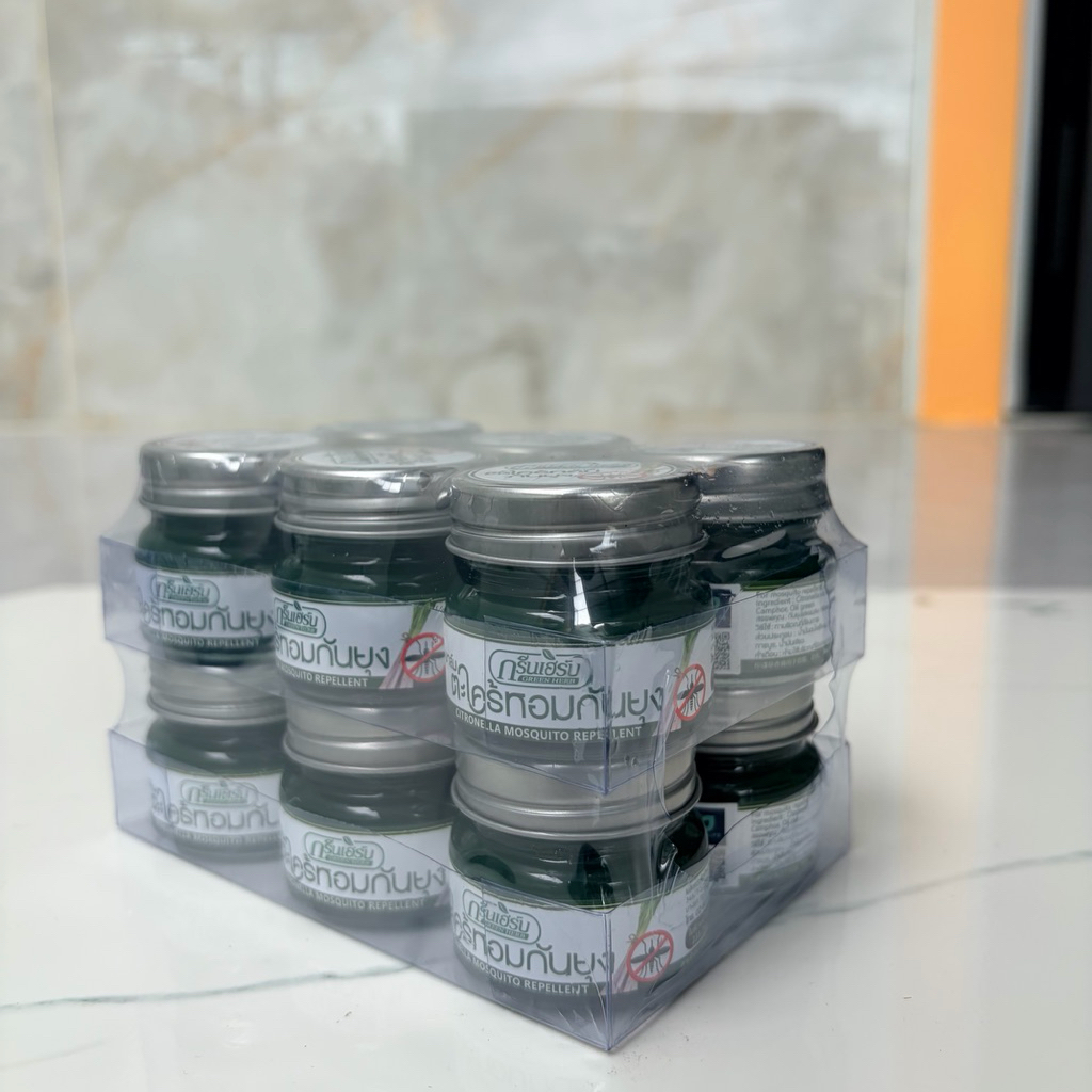 [Combo 12 Hũ] Dầu Cù Là Sả Đuổi Muỗi Green Herb Thái Lan (30g/Hũ) - Hỗ Trợ Làm Dịu Da, Giảm Ngứa Do Côn Trùng Cắn