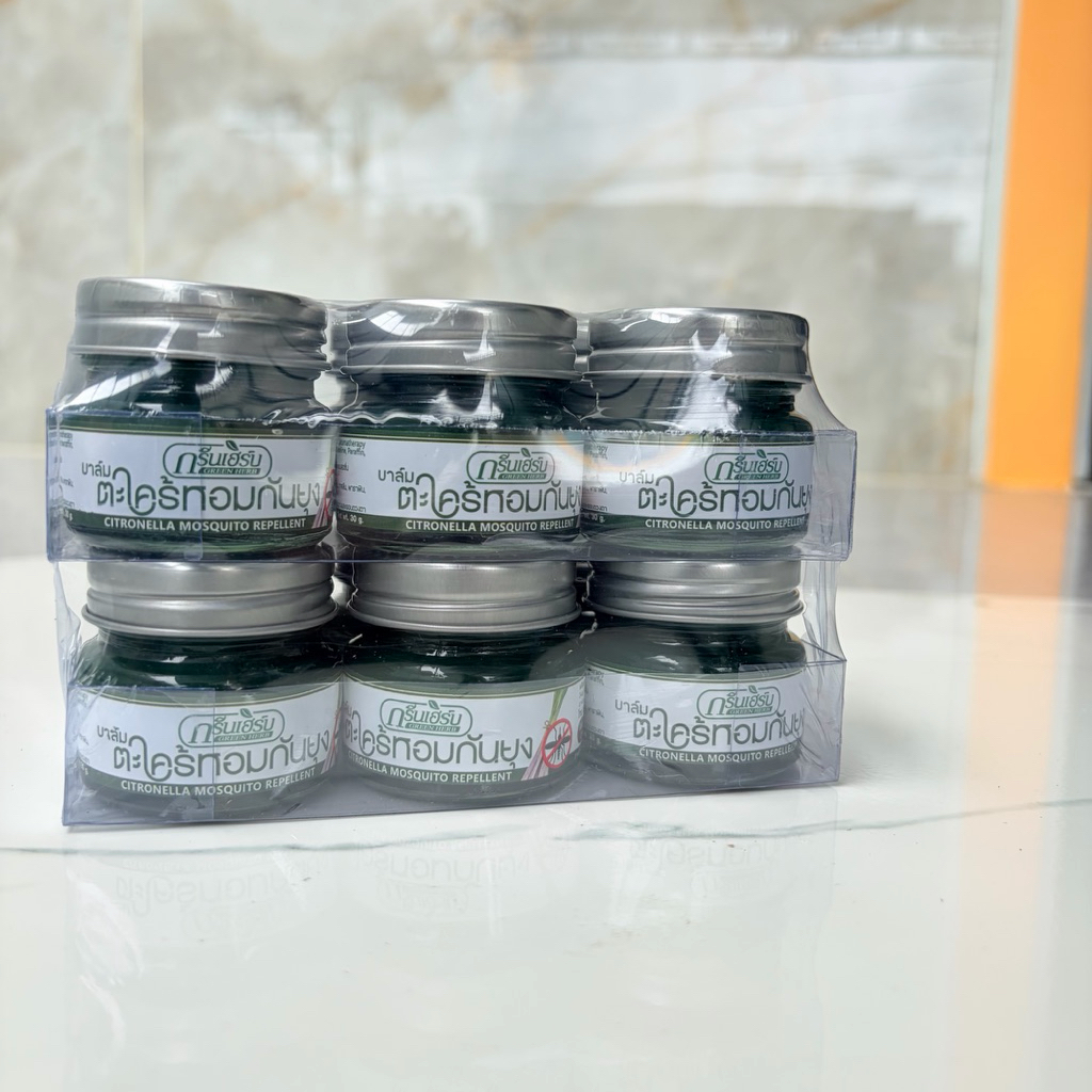 [Combo 12 Hũ] Dầu Cù Là Sả Đuổi Muỗi Green Herb Thái Lan (30g/Hũ) - Hỗ Trợ Làm Dịu Da, Giảm Ngứa Do Côn Trùng Cắn