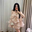 MIU.STUDIO • Set Áo cổ yếm voan tơ tầng bèo phối hoa đính đá kèm chân váy ngắn xoè bồng phong cách tiểu thư công chúa