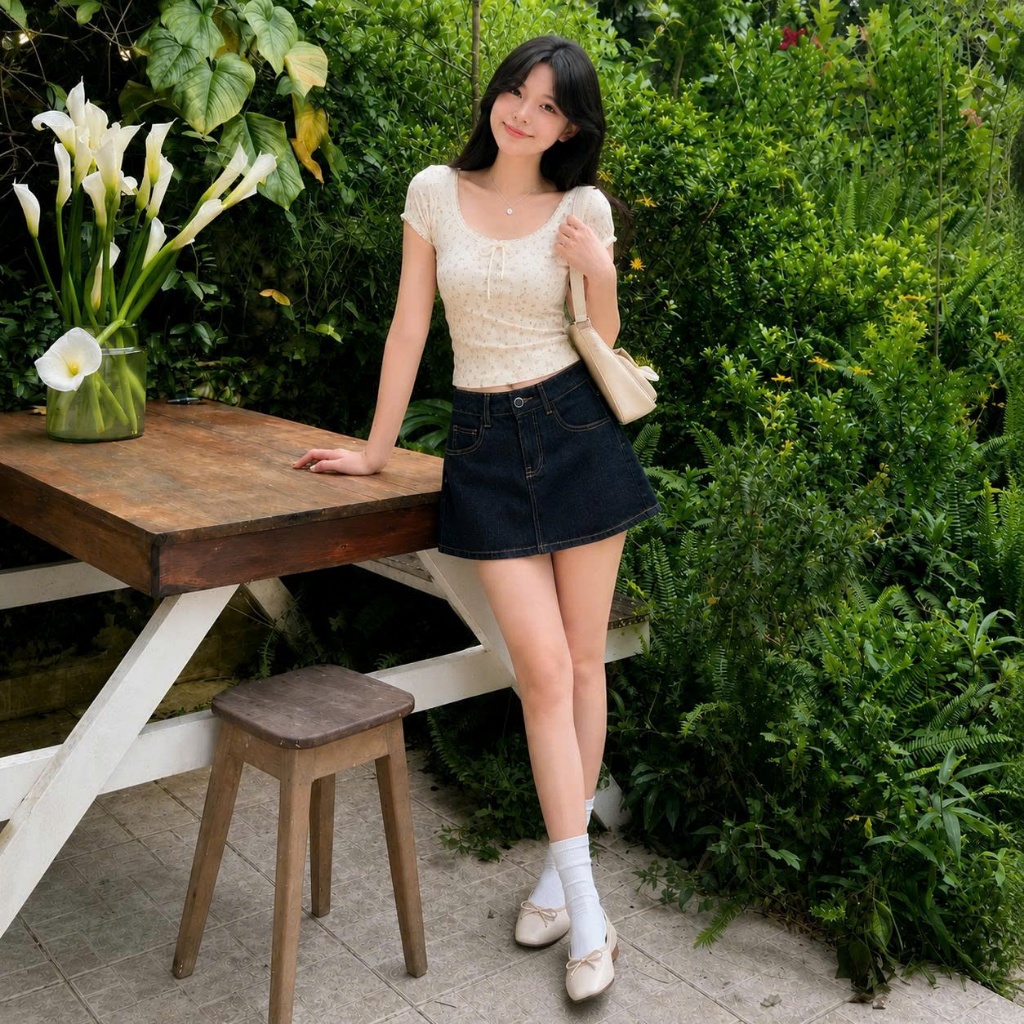 Chân Váy Jean Ngắn CHEZIHOUSE Màu Xanh Than Denim Form Gỉa Váy SML #8508 CHEZIHOUSE