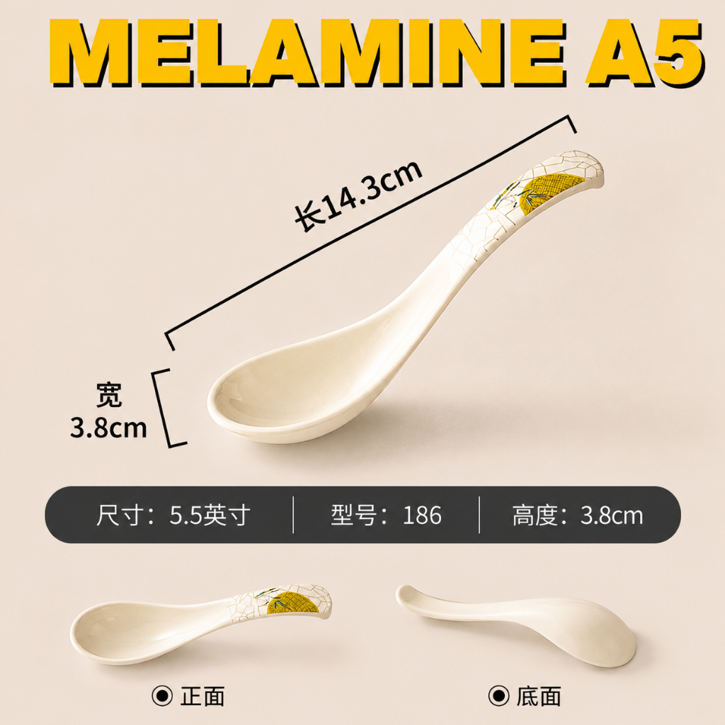 Thìa Phíp ( Melamine A5 ) Hoa Văn Hình Lá Tre Dùng Cho Nhà Hàng Khách Sạn  186