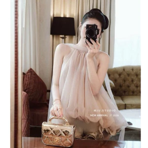 MIU.STUDIO • “Denyn Set” Set Áo yếm voan tơ dáng bí bồng xoè kèm quần sooc viền bèo tầng style tiểu thư sang chảnh