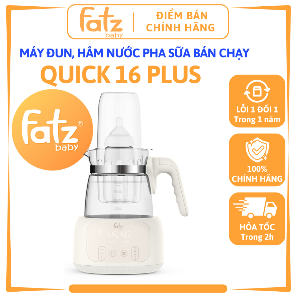 Máy đun và hâm nước pha sữa FATZ BABY Quick 16 Plus FB3508HB, kèm giỏ hâm sữa và điều khiển từ xa