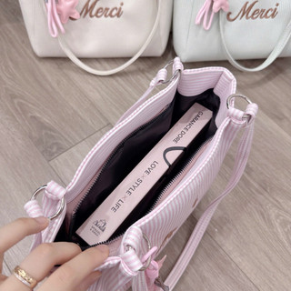 [LM2620] Túi Công Sở Tote Vải Kẻ Nhỏ Merci Tặng Kèm Charm Sao Hàng Thời Trang Xinh