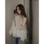 “Tina Top” Áo kiểu nữ cổ yếm dáng xuông phối viền ren nổi cao cấp , Áo tơ sát nách tiểu thư thiết kế dáng xoè tiểu thư