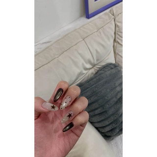 Nailbox Thiết Kế, Móng Úp, Móng Tay Giả Mắt Mèo Hổ Phách Ánh Trăng Ngôi Sao Hottrend Hàn Quốc P43