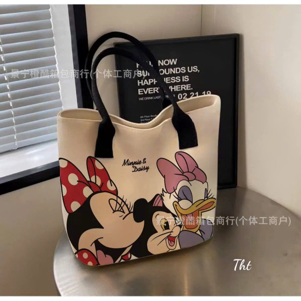 Túi Tote Hoạt Hình Mickey Dung Tích Lớn Ngộ Nghĩnh Đáng Yêu , Đựng Laptop , Sách Vở Tiện Lợi