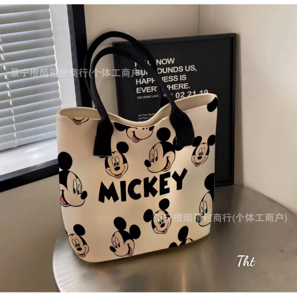 Túi Tote Hoạt Hình Mickey Dung Tích Lớn Ngộ Nghĩnh Đáng Yêu , Đựng Laptop , Sách Vở Tiện Lợi