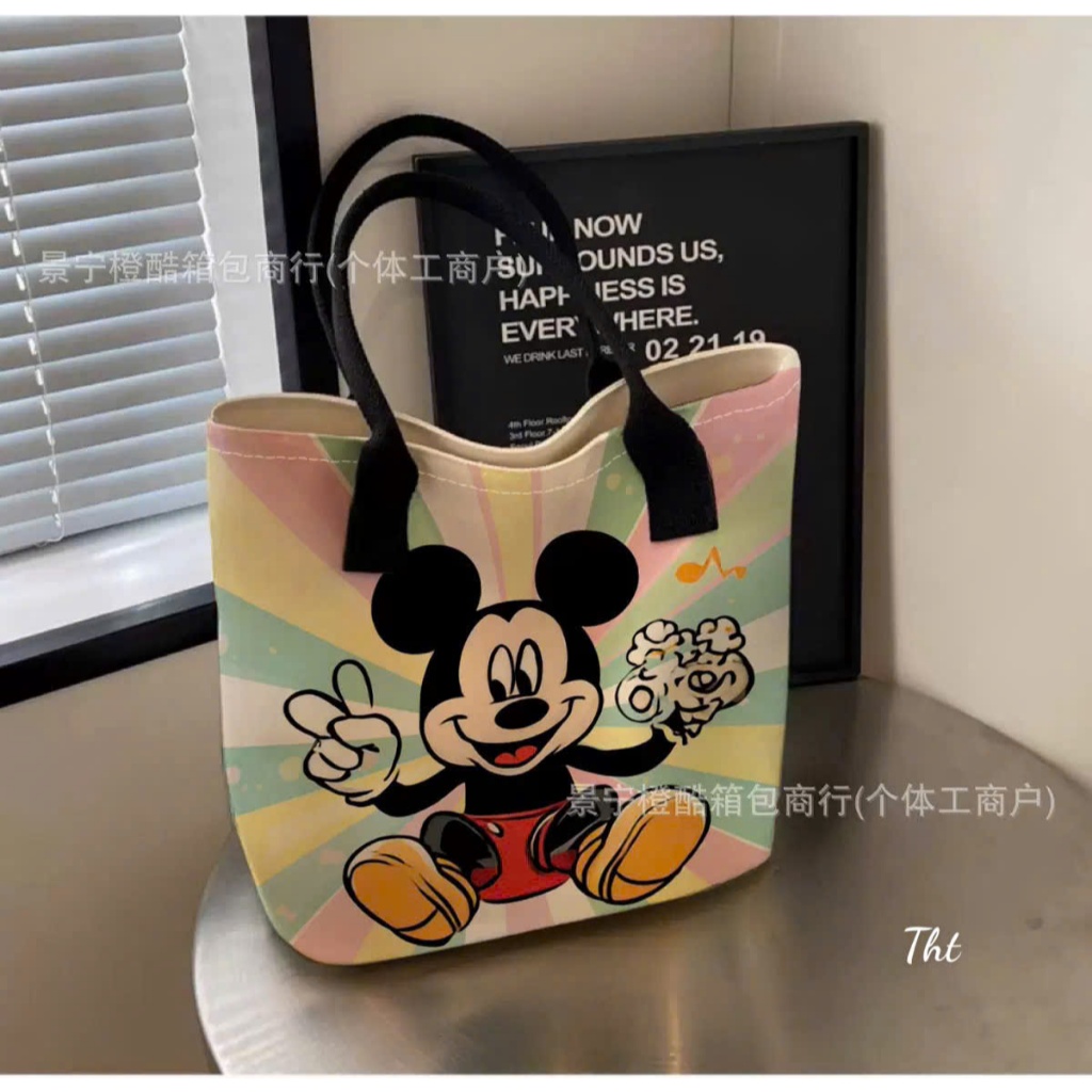 Túi Tote Hoạt Hình Mickey Dung Tích Lớn Ngộ Nghĩnh Đáng Yêu , Đựng Laptop , Sách Vở Tiện Lợi