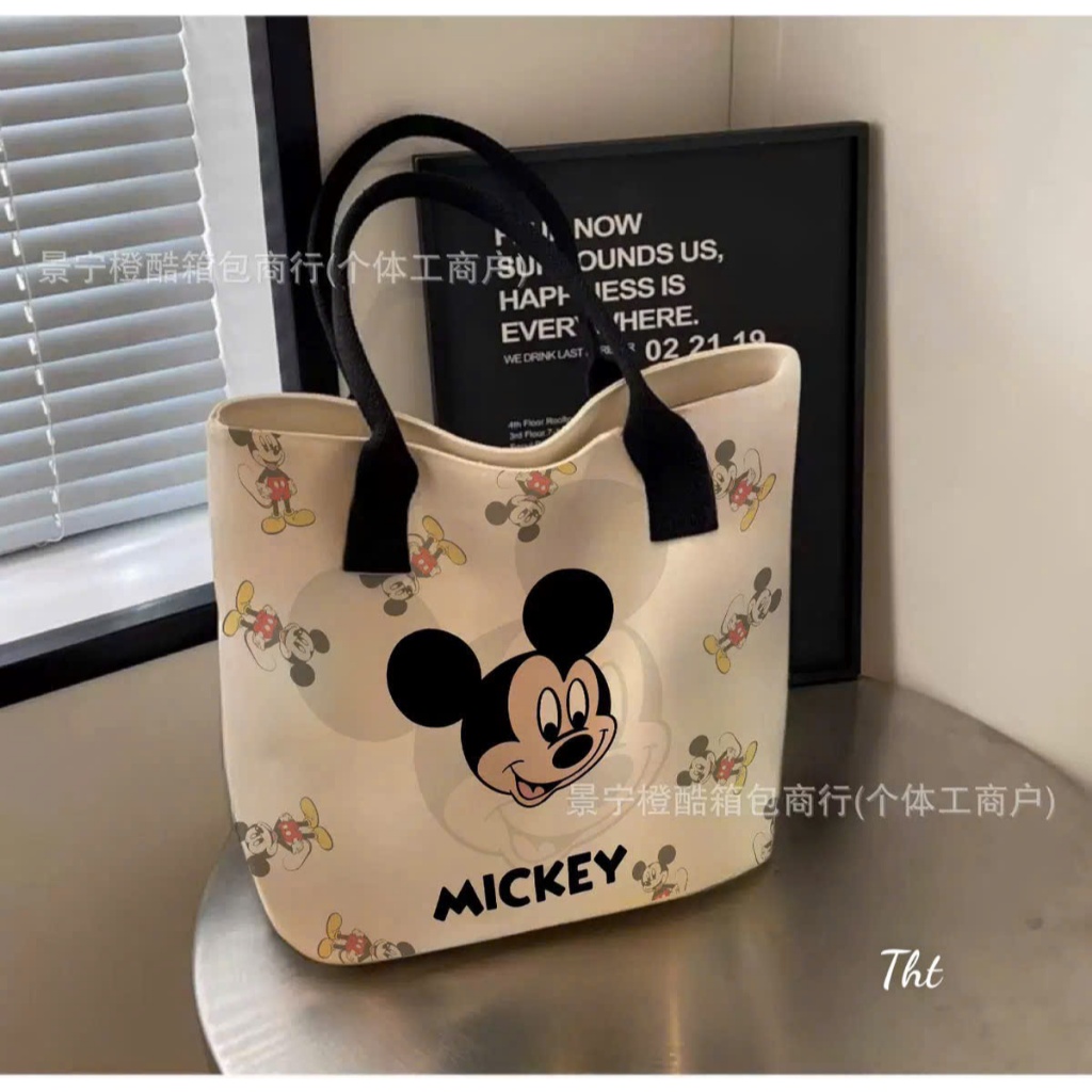 Túi Tote Hoạt Hình Mickey Dung Tích Lớn Ngộ Nghĩnh Đáng Yêu , Đựng Laptop , Sách Vở Tiện Lợi