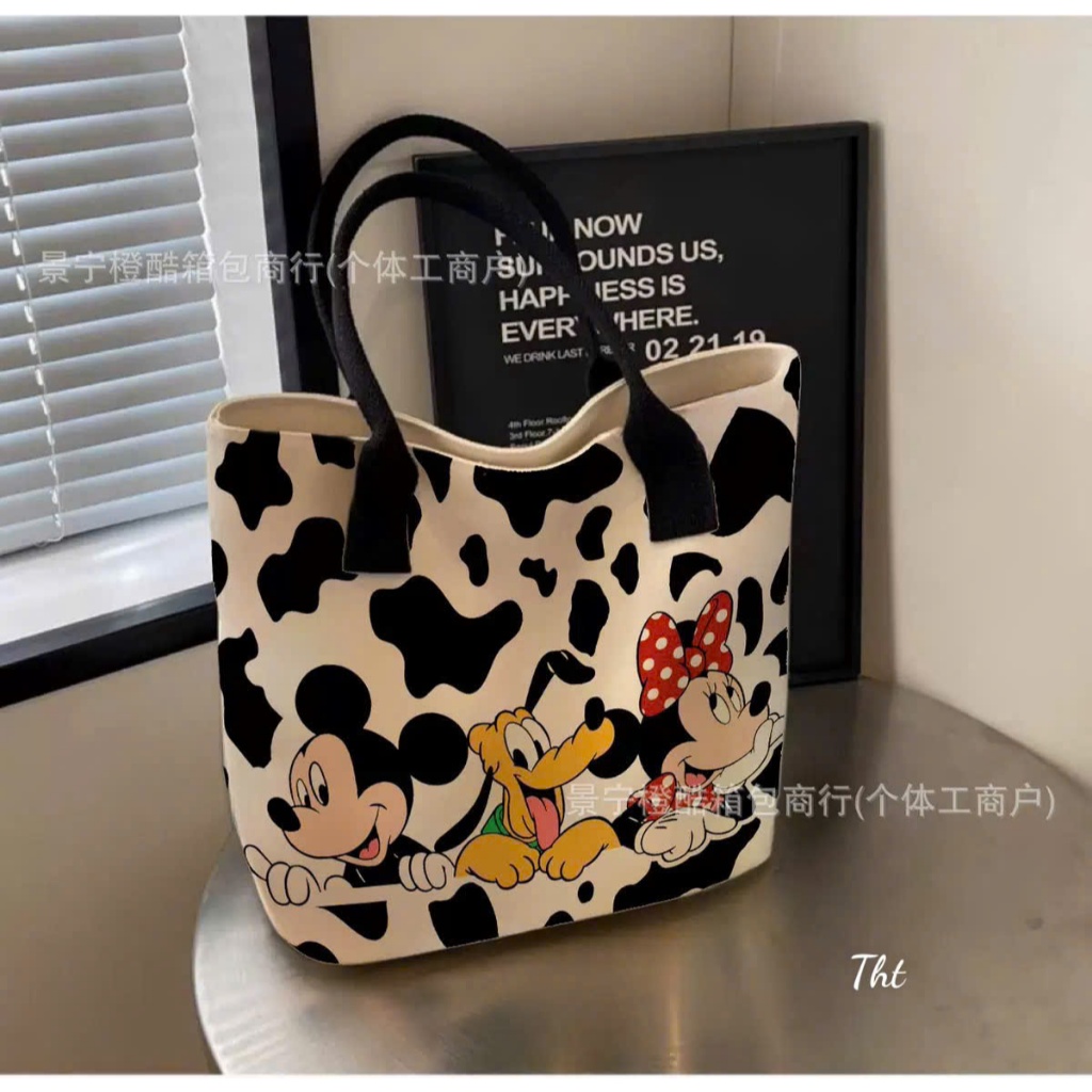 Túi Tote Hoạt Hình Mickey Dung Tích Lớn Ngộ Nghĩnh Đáng Yêu , Đựng Laptop , Sách Vở Tiện Lợi
