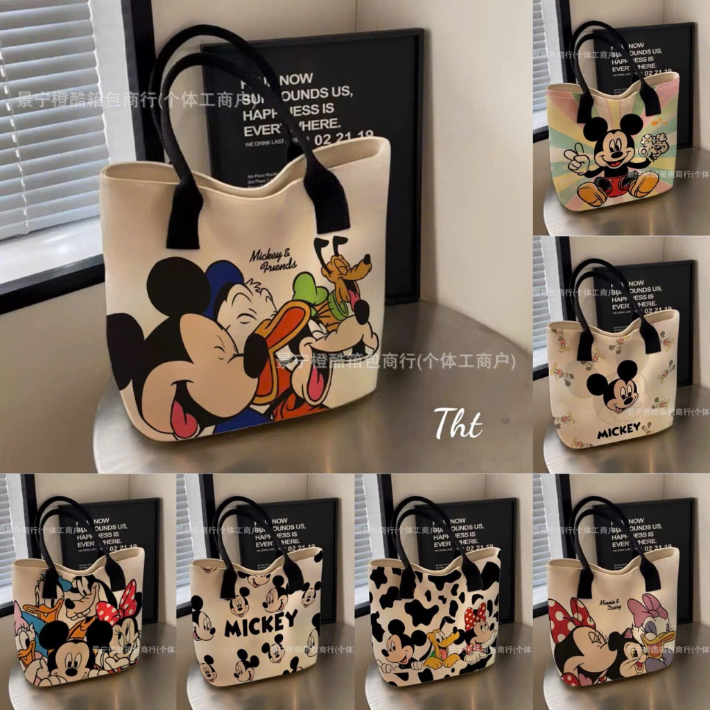 Túi Tote Hoạt Hình Mickey Dung Tích Lớn Ngộ Nghĩnh Đáng Yêu , Đựng Laptop , Sách Vở Tiện Lợi