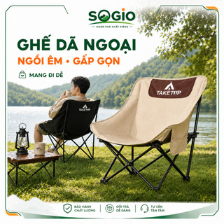 Ghế mặt trăng gấp gọn dã ngoại chịu tải 300kg, ghế camping ngồi êm, khung chắc chắn, kèm túi đựng dễ mang đi